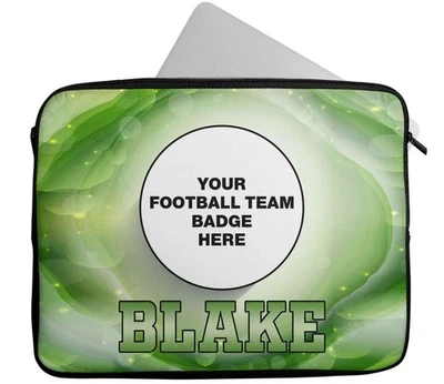 Personalised Football Design Laptop Case Any Name Sleeve Tablet Bag Great 13 - Image 1 of 4