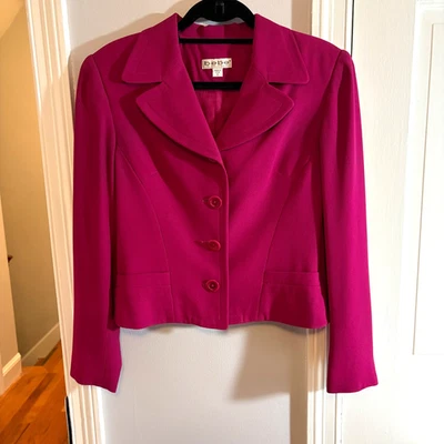 Blazer Bebe Mujer Talla 8 Rosa Lápiz Labial 4 Botones Recortado Forrado Hecho en EE. UU. Carrera Foto 1 de 4