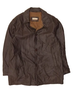GIMO'S Mens Leather Jacket UK 42 XL Brown Leather CH10 - Picture 1 of 2