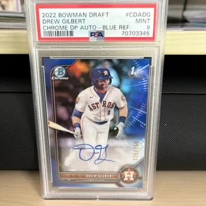 2022 Bowman Chrome Draft 1st Drew Gilbert Auto Blue Refractor /150 #CDA-DG PSA 9 - Picture 1 of 4