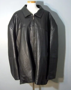 Men’s Izod Butter Soft Black Leather Bomber Jacket Size 5x or 6x BIG TALL - Picture 1 of 7