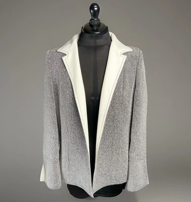 Blazer Liz Claiborne Vintage Y2K, Nuevo Talla 6 “Luxe Looks” Tweed Negro/Marfil Solapa Foto 1 de 4