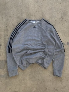 Adidas Sweater Mens Medium Gray Three Stripes Crewneck Pullover Athletic Logo - Picture 1 of 7