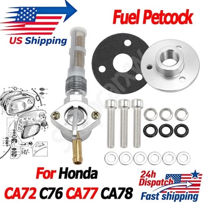 For Honda Dream Touring 305 250 Benly Gas Tank Fuel Petcock CA72 C76 CA77 CA78 Foto 1 de 4