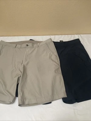 Lot Of 2 Greg Norman Golf Shorts 38 X 10 Black Gray Chino Tasso Ella Pockets - Image 1 of 4