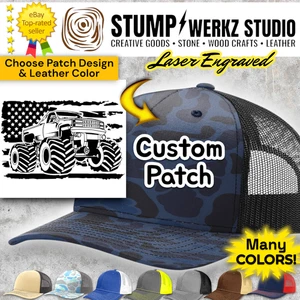 Custom Trucker Hat Baseball Cap Richardson Monster Truck Off Road Mud USA Flag - Picture 1 of 24