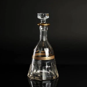 Jarra de cristal de alto corte fino decorada en oro mid century vintage - Imagen 1 de 8