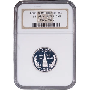 2000-S Silver Maryland State Quarter - Proof ~ NGC PF 69 ULTRA CAMEO - Picture 1 of 2