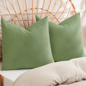 100% Cotton Waffle Weave Euro Shams 26" X 26", No Filling, 2 Pack Elegant Home D - Picture 1 of 8