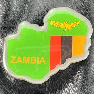 ZAMBIA🇿🇲METAL FRIDGE MAGNET✅AFRICAN COUNTRY MAP WITH NATIONAL FLAG SOUVENIR🎗 - Picture 1 of 3