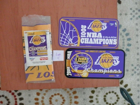 Los Angeles Lakers License Plate lot with flag  2000 2001 2008 NBA Finals Lot C Cover