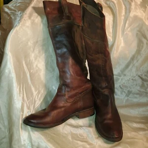 FRYE BROWN STITCH DISTRESSED LADIES/WOMEN RIDING BOOTS SIZE 6.5 LEATHER PULL ON - Picture 1 of 1