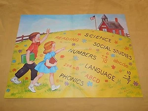 VINTAGE 24" X 18" HAYES SCHOOL OLD 1 ROOM SCHOOL HOUSE CHILDREN POSTER - Picture 1 of 1