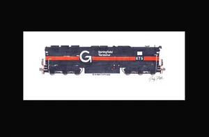 Guilford (Terminal de Springfield) SD45 11""x17"" estampado enmarañado firmado por Andy Fletcher - Imagen 1 de 1