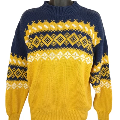 Suéter Vintage Gap Para Hombre Talla Pequeña Años 90 Fair Isle Invierno Vacaciones Tejido Pesado Foto 1 de 4