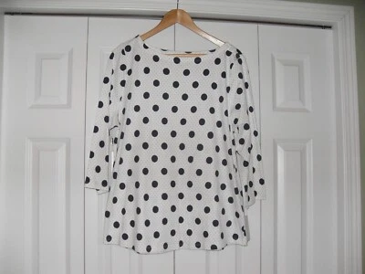 NWT Charter Club XXL Ladies Three-quarter Sleeve Polka Dot Black/White Office - Image 1 of 4