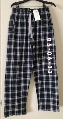 PANTALONES DE SALÓN PIJAMA DE FRANELA BOXERCRAFT HARLEY CORDÓN NEGRO/BLANCO/GRIS GRANDE Foto 1 de 4