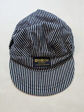 Vintage Osh Kosh Hat Railroad Engineer Hickory Striped Made In USA Snapback Cap 