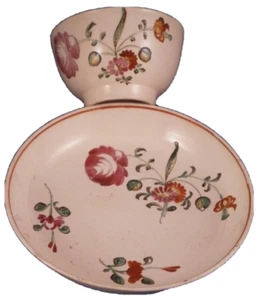 Antique 18thC English Creamware Floral Cup & Saucer England Staffordshire - Picture 1 of 11