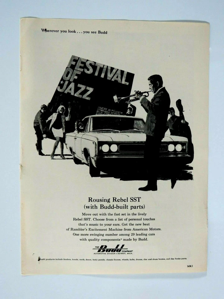 Budd Jazz Festival Rambler Rebel SST 1967 anuncio impreso original vintage 8,5 x 11" Foto 1 de 4