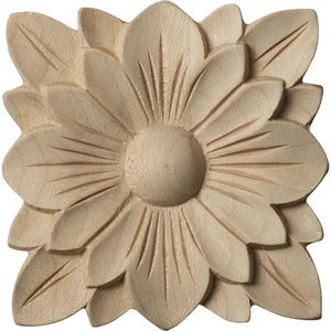 Ekena Millwork ROS02X02SPRW Springtime Square Rosette, 2 3/4" W x 2 3/4" H x ... - Picture 1 of 12