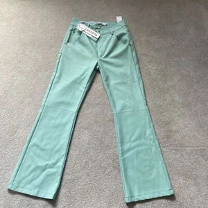 Please Trousers Ladies XXS Light Green PU Leather Boot Cut BNWT RRP £65 - Picture 1 of 13