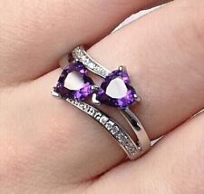 2.50Ct Heart Simulated Amethyst Women's Engagement Ring In 14k White Gold Plated