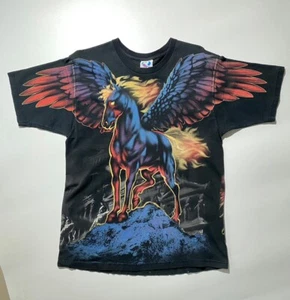 CAMISETA PEGASUS AOP AZUL LÍQUIDO VINTAGE RARA AÑOS 90 - Imagen 1 de 6