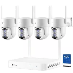 Kittyhok PTZ Wireless Security Camera System | 4pcs Dual Lens 2K Security Camera - Picture 1 of 7