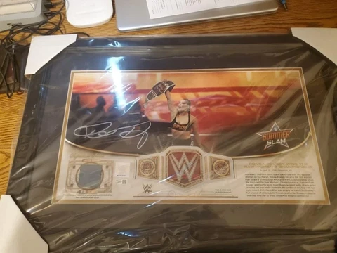 Ronda Rousey 2018 SummerSlam 10x18 Signed Plaque Canvas Relic 12/99 Cover
