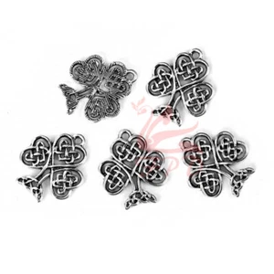 Celtic Knot Clover Charms - 10/20/50 Silver Plated 23mm Shamrock Pendants SC0867 - Picture 1 of 3
