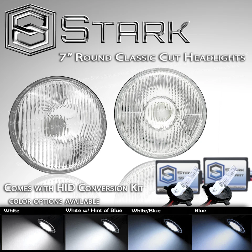 H6024 Luz Cabeza Vidrio Carcasa Lámpara Clásica Conversión Cromo 7" Redondo HID Kit Foto 1 de 1