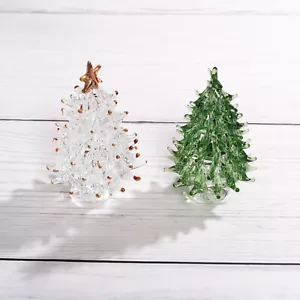 2Pcs Crystal Christmas Tree Figurine Collectible Glass Christmas Tree Ornament - Picture 1 of 5