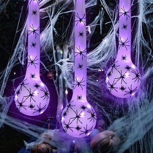 3 Pack Hanging Halloween Decorations Outdoor Giant Spider Egg 5"X28", Light up S - Picture 1 of 7