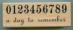 Sello de goma Hampton Art UN DÍA PARA RECORDAR montado en madera, números, sentimientos - Imagen 1 de 1