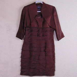 Jessica Howard Stufen Etui Kleid & Bolero Jacke Schokobraun Formell 6P - Bild 1 von 10