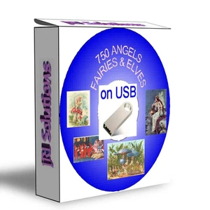 750 VINTAGE ANGELS, FAIRIES, ELVES FANTASY IMAGES ON USB - Picture 1 of 1