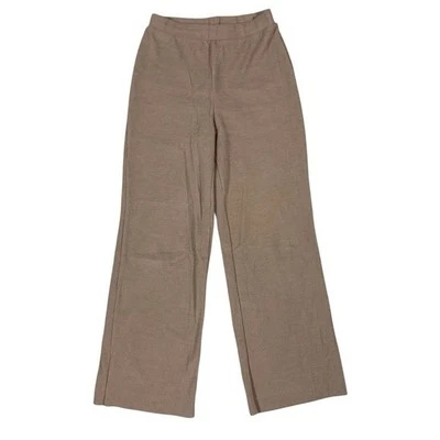 Zara Tan Ribbed Knit Wide Leg Lounge Pants High Waist Minimalist Casual Small - Image 1 of 4
