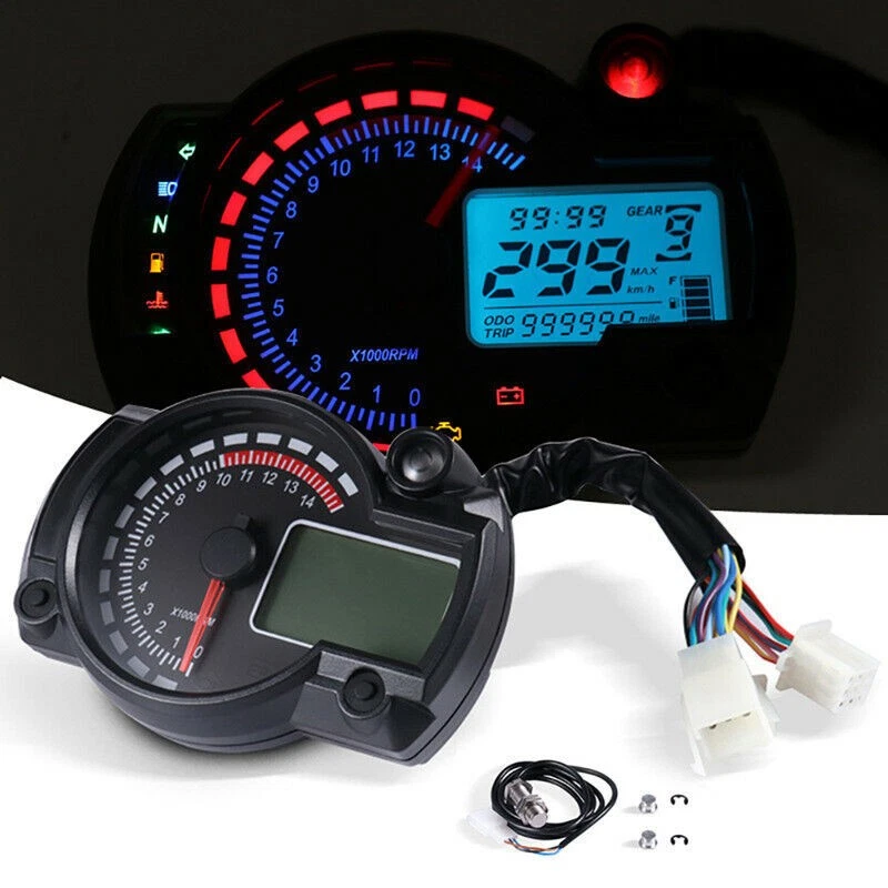 Motorcycle Electronic LCD Tachometer 299KM/H Digital Meter Speedometer Odometer - Image 1 of 4