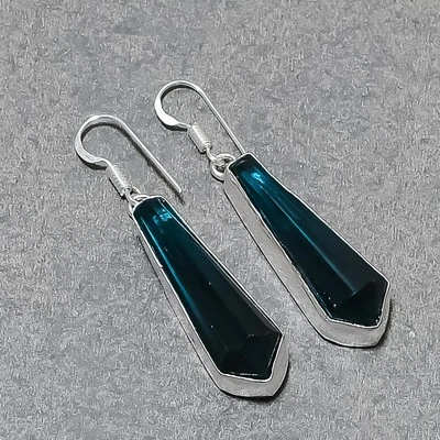 Brincos de joias da moda feitos à mão em forma de lápis apatita facetada 2,30" - Imagem 1 de 4