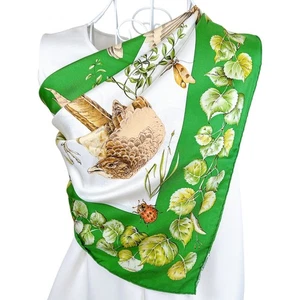 Vtg HERMES Carre 90 Silk Scarf "La Vie au Grand Air" by A.D.Jacquelot Green Used - Picture 1 of 24