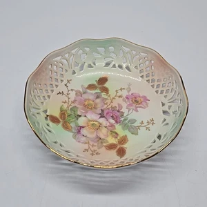Vintage Schumann Arzberg Germany Reticulated Plate Floral Gold Rim Signed 28 VTG - Picture 1 of 18