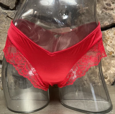 Panty descarado de satén y encaje Victoria's Secret talla S ROJO NUEVO CON ETIQUETAS $16,95 Foto 1 de 3