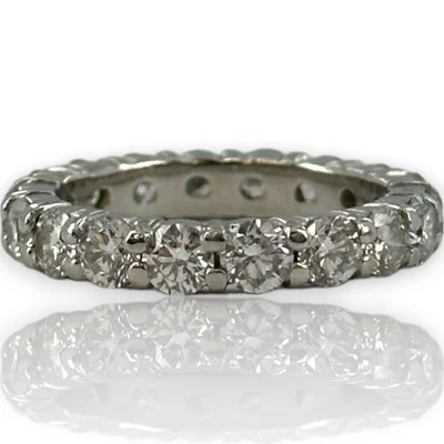 Alianza Apilable Platino Redonda Diamante Brillante Eternidad Boda Talla 5.5 Foto 1 de 3