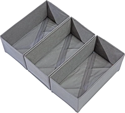 Socks Drawer Organizer Set of 3 Pack Gray, 11'X5.5'X4.8', Small Collapsible Unde - Image 1 of 4