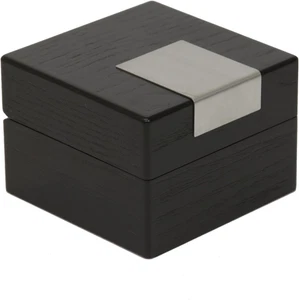 Uhrenbox extra groß Uhr schwarz Holzoptik gravierbare Platte abnehmbares Kissen - Bild 1 von 2