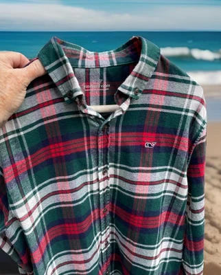 Vineyard Vines Plaid Flannel Shirt The Whale Long Sleeve Boys Size Large - Image 1 of 4