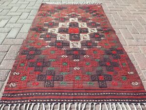 Area Rugs, Turkish Kilim Wool Rug, Handmade Carpet, Floor Tribal Rug 37"x61"