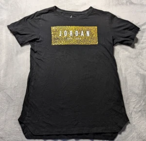Air Jordan Women's Black & Gold Graphic T-Shirt - Size L, Retro 1985 Design - Picture 1 of 4