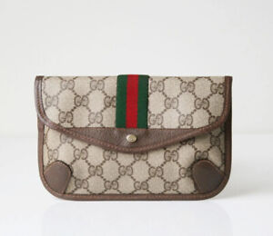 Auth GUCCI Sherry Line Green Red GG Web Pouch Clutch bag